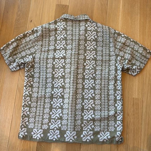 Old Navy Men’s Shirt Linen Blend Hawaiian Tiki Green Size Large - Picture 3 of 4